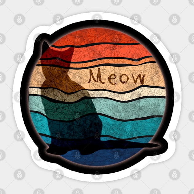 Vintage beach cat - meow light Sticker by RedHeadAmazona